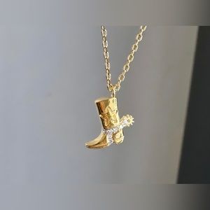 Gold dipped Cowboy boots necklace, cowgirl necklace